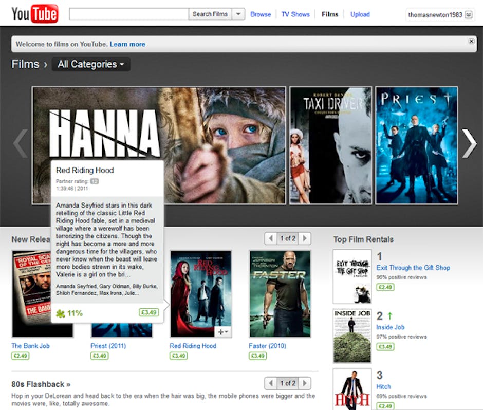 YouTube launches movie rentals in the UK Rent movies for 48 hours from