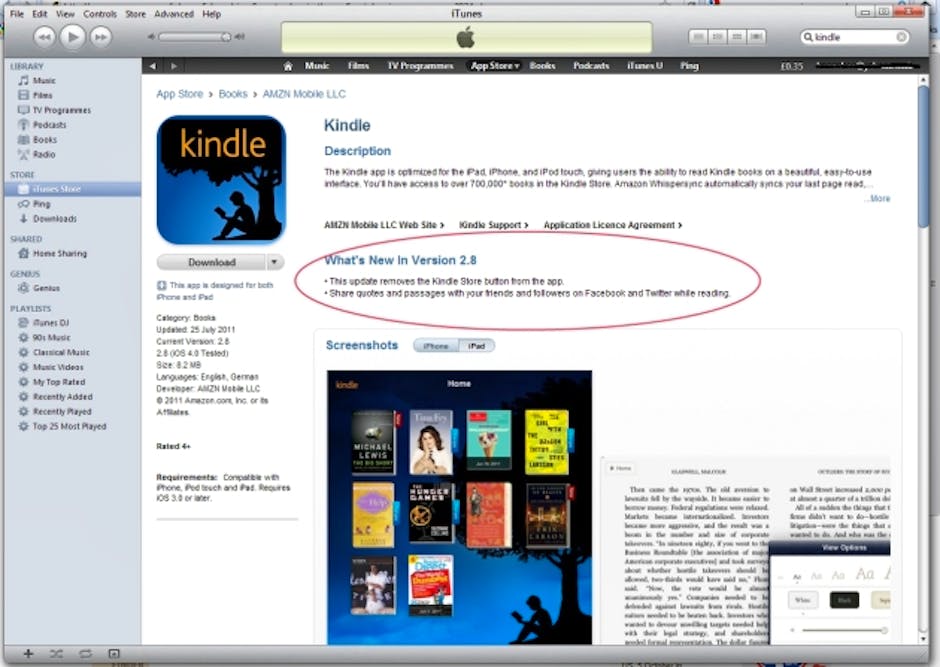 Amazon removes inapp purchases from Kindle app
