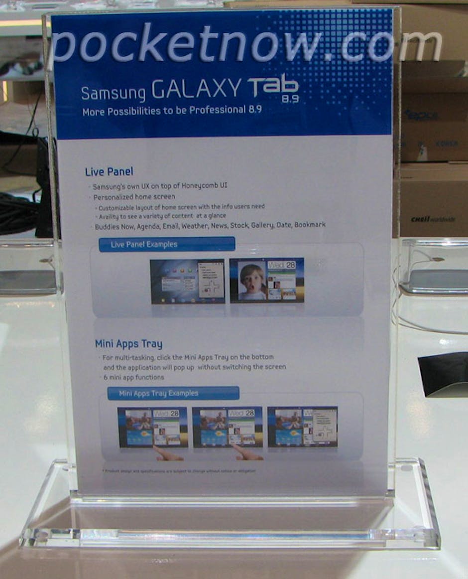Samsung Galaxy Tab 8.9 specs leaked Dualcore, Android 3.0, newlook