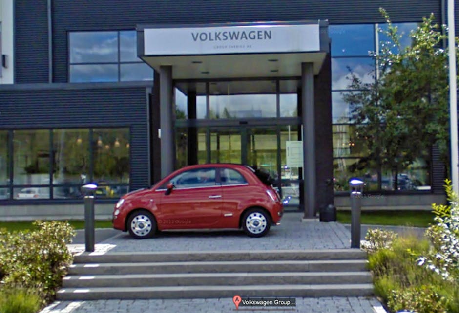 Fiat 500 photobombs VW HQ in street view prank