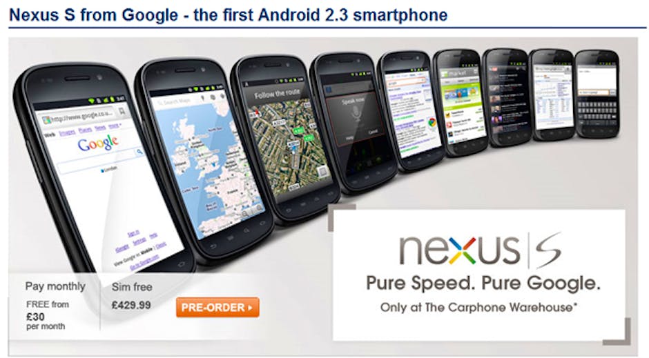 Carphone Warehouse cuts Nexus S preorder price to £430 SIMfree, now