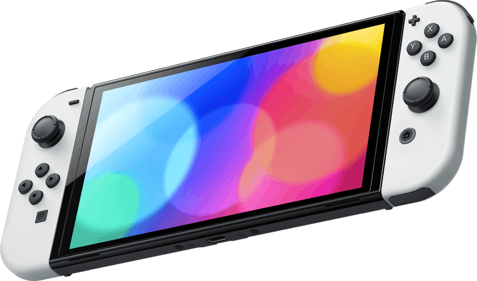 A hero shot of the new Nintendo Switch OLED Model