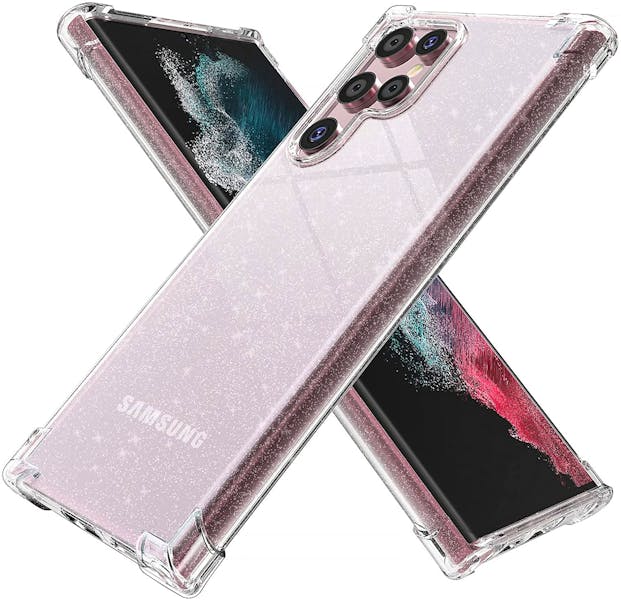 YIRSUR Glitter Clear Case Compatible with Samsung Galaxy S22 Ultra 5G