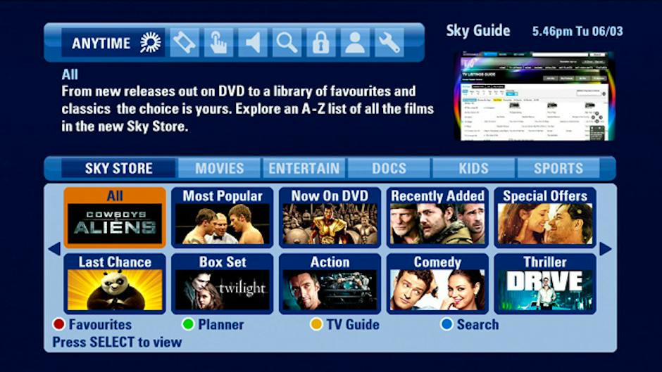 For Sky Store Sky Store brings over 1,000 films to Anytime+ | Recombu